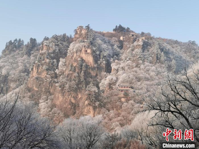 圖為崆峒山霧凇景色?！⌒煺袢A 攝