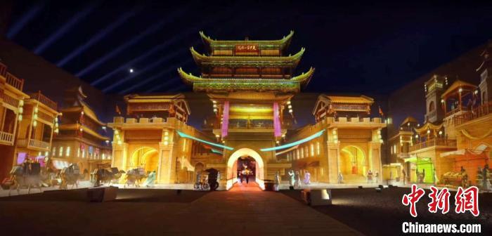2024年7月15日，甘肅嘉峪關開啟“夜游”模式。圖為夜游燈光劇《天下嘉峪關》光影效果。(甘肅嘉峪關關城景區(qū)供圖)